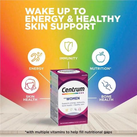 Vitamin Tổng Hợp Centrum cho Phụ Nữ 90 Viên - Hỗ Trợ Sức Khỏe, Làm Đẹp Tóc, Da, Móng - Vitamin Úc Chính Hãng