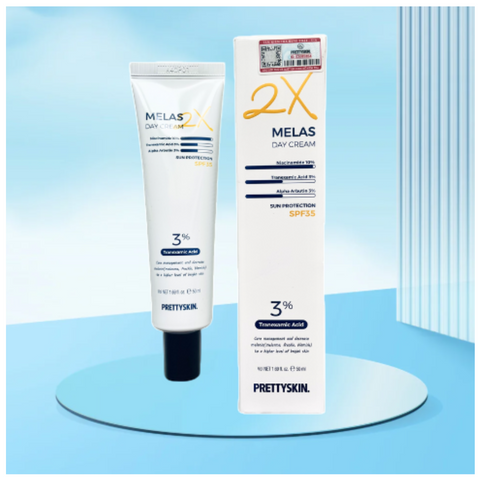 Kem Dưỡng Ban Ngày Melas 2X Cream PrettySkin (50ml) - Dưỡng Trắng Da, Giảm Nám Tàn Nhang, SPF35 Bảo Vệ Da khỏi Tia UV