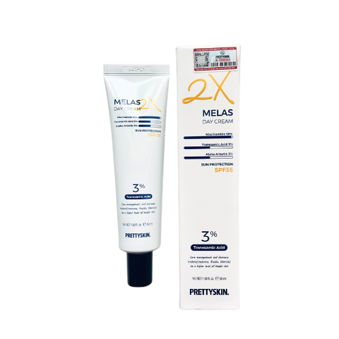 Kem Dưỡng Ban Ngày Melas 2X Cream PrettySkin (50ml) - Dưỡng Trắng Da, Giảm Nám Tàn Nhang, SPF35 Bảo Vệ Da khỏi Tia UV