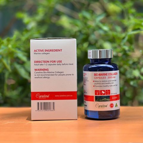 Viên Uống Collagen Biển Sâu Careline - Hỗ Trợ Đàn Hồi Da, Giảm Nếp Nhăn, 60 Viên, Chứa Vitamin C & Kẽm, Sản Xuất Tại Úc