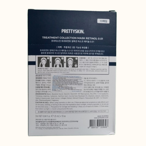 Mặt Nạ Tái Tạo Da PrettySkin Retinol 0.01 - Giúp Trẻ Hóa, Se Khít Lỗ Chân Lông và Làm Mờ Vết Nhăn - 10 Mặt Nạ Thiết Kế Thông Minh