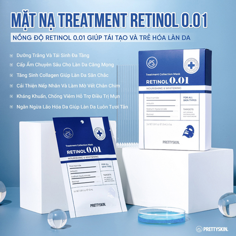 Mặt Nạ Tái Tạo Da PrettySkin Retinol 0.01 - Giúp Trẻ Hóa, Se Khít Lỗ Chân Lông và Làm Mờ Vết Nhăn - 10 Mặt Nạ Thiết Kế Thông Minh