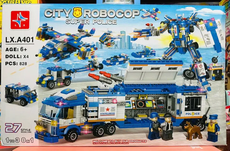 LX.A401 City RoboCop Super Police - Đồ chơi xây dựng lắp ráp 8in1 chủ đề bảo vệ thành phố gồm 828 chi tiết cho trẻ từ 6 tuổi trở lên