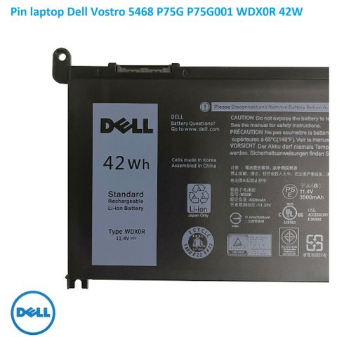 Pin Laptop Dell Vostro 5468 P75G001 WDX0R - 42wh, Chính Hãng, Màu Đen, Thay Thế Pin Inspiron 5584 3781 5485 5593 5590 5493