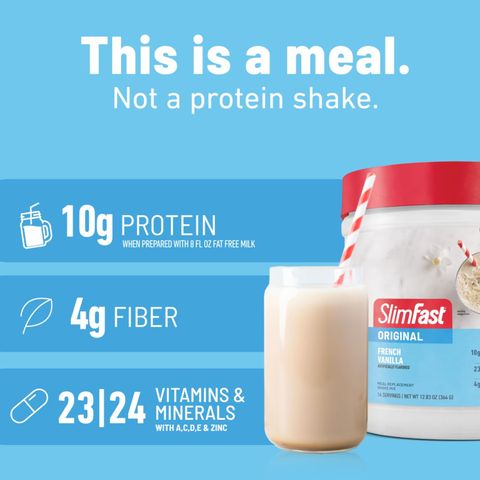 Bột uống Slimfast Original vị Vanilla hũ 364g [Hàng Mỹ]
