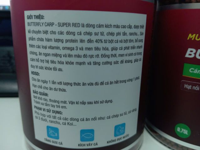 Cám Kích Đỏ Super Red 0.75L Cho Chép Sư Tử, Ranchu - Tăng Màu Sắc, An Toàn, 40% Protein, Cải Thiện Tiêu Hóa, Chất Lượng Cao