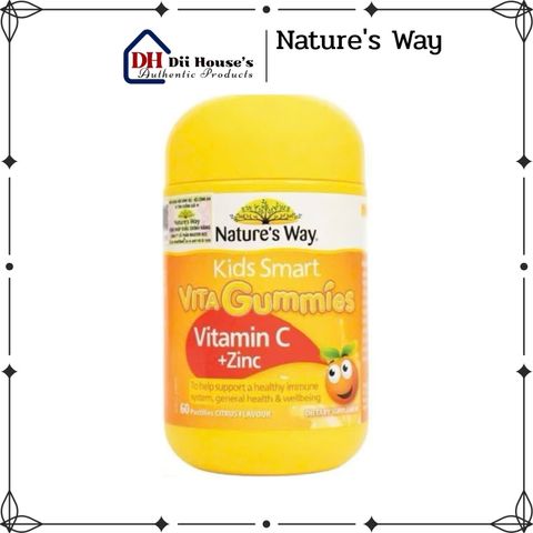 [Nhập khẩu] Viên nhai bổ sung Vitamin C và kẽm Nature's Way Kids Smart Vita Gummies Vitamin C + ZinC 60 viên - dii.