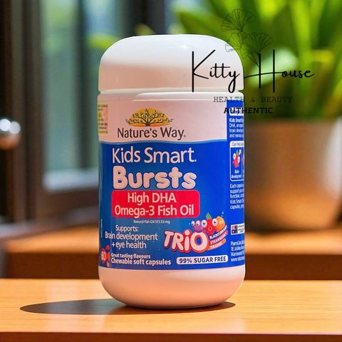 Viên Dầu Cá Omega-3 DHA Cao Nature’s Way Kids Smart Bursts - Hỗ Trợ Phát Triển Não Bộ & Mắt cho Trẻ Em (60 Viên)