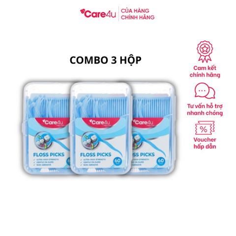 Combo 60 Chiếc Chỉ Kẽ Răng Care4U - Sản Phẩm Chăm Sóc Răng Miệng Đặc Biệt Cho Răng Nhạy Cảm