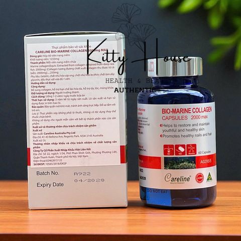 Viên uống bổ sung Careline Bio Marine Collagen 60 viên - Collagen từ da cá biển, hỗ trợ làm đẹp da, chống lão hóa, cải thiện tóc và móng khỏe.