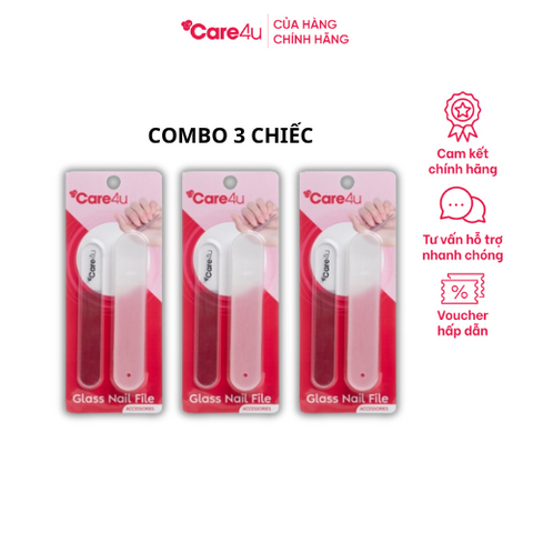 Combo 3 Dũa Móng Tay Thủy Tinh Care4U - Dụng Cụ Chăm Sóc Móng Chuyên Nghiệp, Giúp Tạo Hình và Làm Mịn Móng