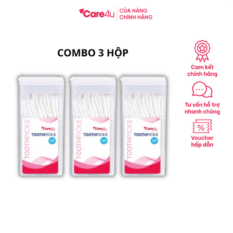 Tăm Nhựa Care4U Combo 160 Chiếc - Dụng Cụ Chăm Sóc Răng Miệng Hiệu Quả, Bảo Vệ Nướu - Giải Pháp Ngừa Vấn Đề Răng Miệng