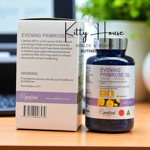 Viên uống tinh dầu hoa anh thảo Careline 1000mg - Hỗ trợ cân bằng nội tiết, đẹp da và sức khỏe tổng thể - 60 viên
