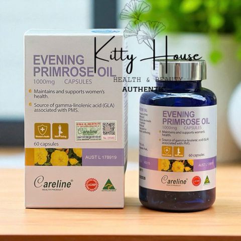 Viên uống tinh dầu hoa anh thảo Careline 1000mg - Hỗ trợ cân bằng nội tiết, đẹp da và sức khỏe tổng thể - 60 viên