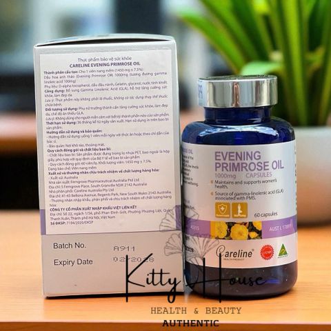 Viên uống tinh dầu hoa anh thảo Careline 1000mg - Hỗ trợ cân bằng nội tiết, đẹp da và sức khỏe tổng thể - 60 viên