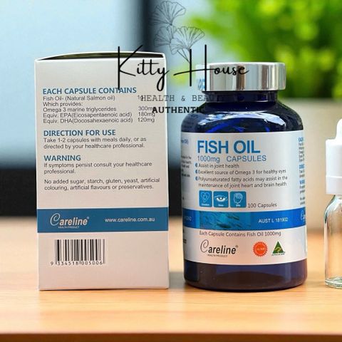 Viên uống dầu cá Careline Fish Oil 1000mg - Bổ sung DHA EPA hỗ trợ sức khỏe tim mạch, trí não, thị lực (100 viên)
