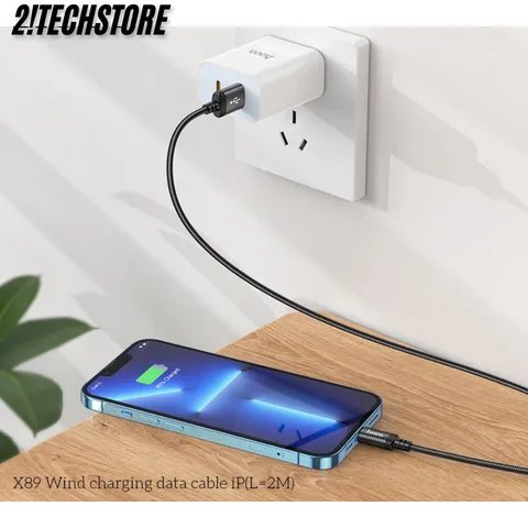 Dây cáp sạc Hoco X89 Type-C to lP dây dù dài 2 mét chống rối, Chính Hãng