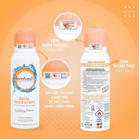 Xịt Khử Mùi Femfresh Daily Deodorant Spray 125ml - Thơm Mát Vùng Kín, Chăm Sóc Sạch Sẽ, Tự Nhiên, Suốt 24 Giờ