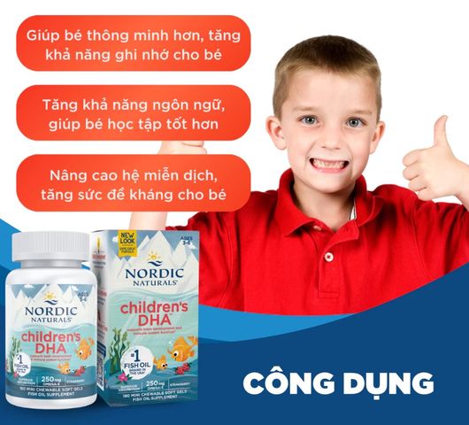 Viên Nhai DHA Nordic Naturals cho Trẻ Em 3-6 Tuổi - Hỗ Trợ Phát Triển Não Bộ và Thị Giác, Hộp 90 Viên Mềm Hương Dâu