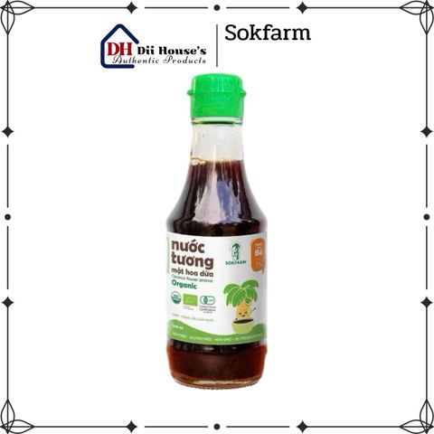 Nước tương mật hoa dừa organic Sokfarm cho bé 200ml - Hương vị tự nhiên, hỗ trợ tiêu hóa, không gluten, không GMO
