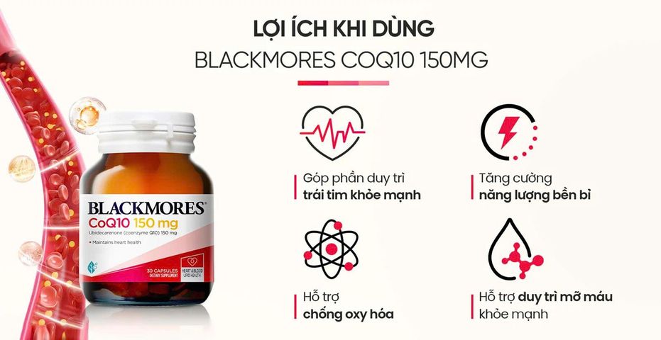 Viên uống Blackmores CoQ10 150mg - Hỗ trợ sức khỏe tim mạch và cung cấp năng lượng tự nhiên - Thực phẩm bổ sung chất lượng Úc