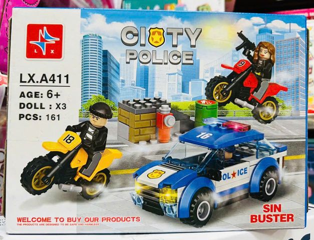 LX A411 CITY POLICE Đồ chơi xây dựng chủ đề cảnh sát bảo vệ thành phố gồm 161 chi tiết cho trẻ em từ 6 tuổi trở lên