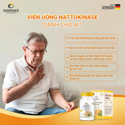 (Nội Địa) Lọ 60 Viên Uống Chống Đông Máu, Đột Quỵ Warnke Nattokinase – Nattokinase 50mg Fermentiert 2000 FU