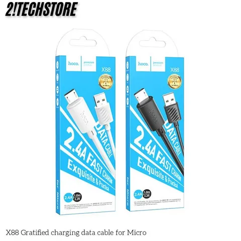 Dây cáp sạc Micro Hoco X88 sạc nhanh bền bỉ, hỗ trợ sạc nhanh 2.4A, truyền dữ liệu từ USB sang Micro