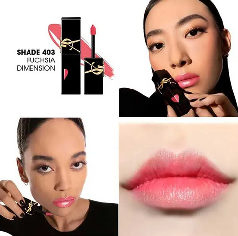 [ không hộp ] Son Kem Yves Saint Laurent YSL The Inks Vinyl Cream 403 Fuchsia Màu Hồng San Hô