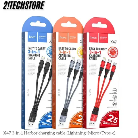 Dây sạc đa năng Hoco X47 3 đầu Dây Dù Chống Đứt dài 25cm