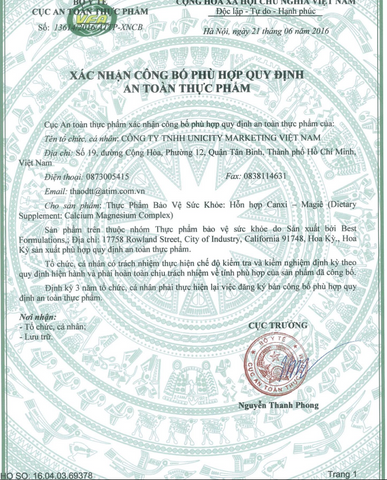 Canxi Unicity Bổ Sung Canxi Hữu Cơ - Giúp Cải Thiện Sức Khỏe Xương Khớp, Vitamin D và Magie, Dễ Hấp Thụ, Hỗ Trợ Khỏe Mạnh
