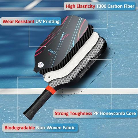 Vợt Pickleball VKOKSA C-2 - Bộ 2 vợt carbon T300 và fiberglass nhẹ, bền, đạt chuẩn USAPA cho người chơi chuyên nghiệp và nghiệp dư