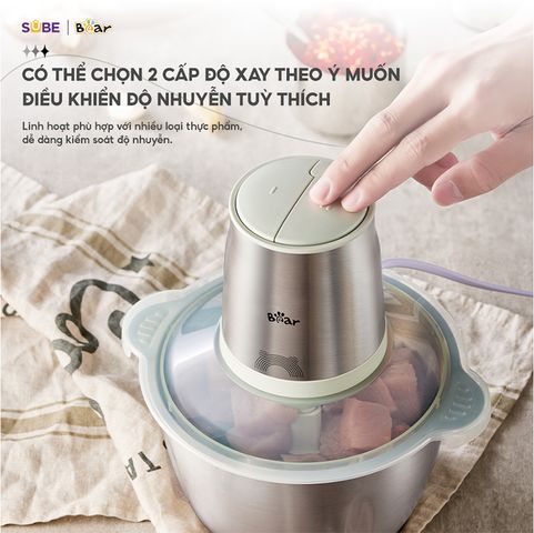 Máy xay thịt 2L Bear CH-4H03F - Lưỡi dao sắc bén, cối inox 304, xay nhanh 300W, tiện lợi cho gia đình, thiết kế thông minh