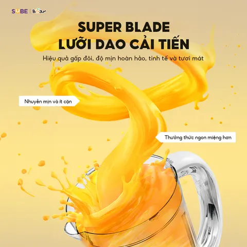 Máy xay sinh tố 1.5L Bear SB-MX15L - Công suất 700W, 6 chế độ xay đa năng, dao xay 6 lưỡi, an toàn và bền bỉ