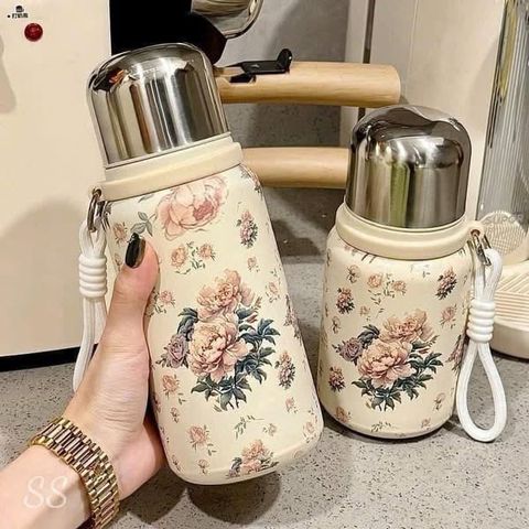 Bình giữ nhiệt VACUUM hoa vintage - Giữ nhiệt hoàn hảo, thiết kế thanh lịch, nhỏ gọn & thời trang cho mọi mùa!
