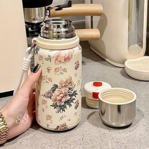 Bình giữ nhiệt VACUUM hoa vintage - Giữ nhiệt hoàn hảo, thiết kế thanh lịch, nhỏ gọn & thời trang cho mọi mùa!