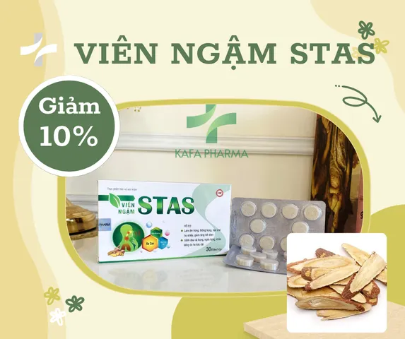 Viên ngậm dưỡng họng Stas - Hỗ trợ giảm đau họng, ngứa rát, ho khan, ho có đờm - Hộp 30 viên tự nhiên, hiệu quả sức khỏe