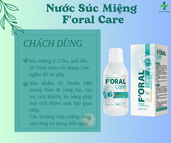 Nước Súc Miệng F'oral Care 250ml - Làm Trắng Răng, Khử Mùi Hôi, Sạch Mảng Bám, Giúp Nướu Khỏe Mạnh