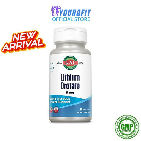 Viên Uống Lithium Orotate KAL - Hỗ Trợ Sức Khỏe Não Bộ và Tâm Trạng - 60-120 Viên Nhộng Nhập Mỹ