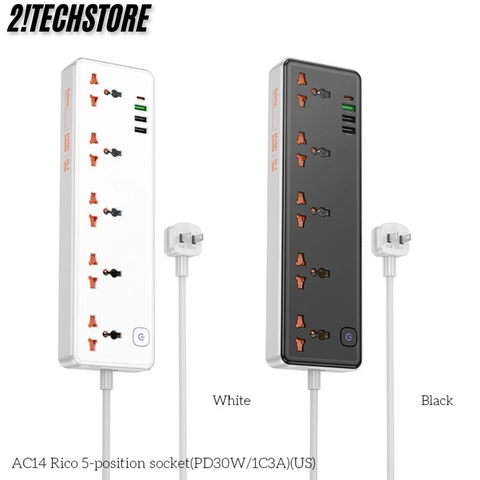 Ổ cắm thông minh Hoco AC14 nhiều cổng sạc đa năng Chất liệu nhựa PC chống cháy an toàn