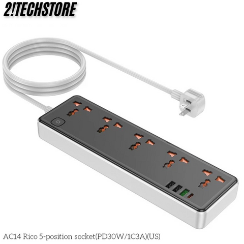 Ổ cắm thông minh Hoco AC14 nhiều cổng sạc đa năng Chất liệu nhựa PC chống cháy an toàn