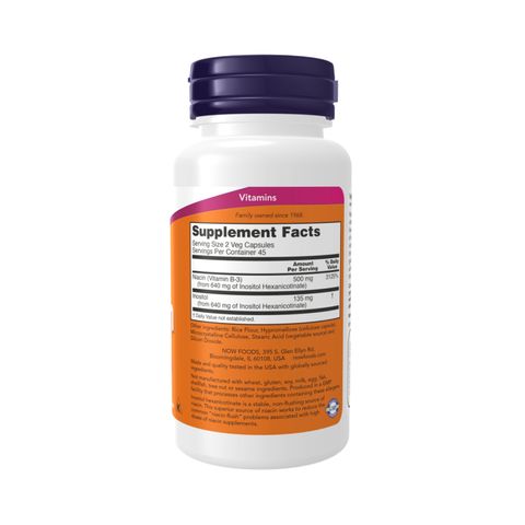 Viên Uống Niacin Flush Free NOW Foods - Hỗ Trợ Cholesterol, Tăng Cường Sức Khỏe Hệ Tuần Hoàn (90 Viên)