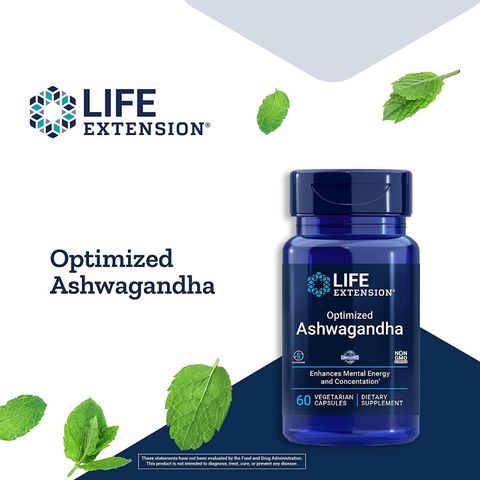 Viên Uống Optimized Ashwagandha Life Extension - Sâm Ấn Độ Hỗ Trợ Giảm Căng Thẳng, Tăng Cường Tinh Thần (60 viên)