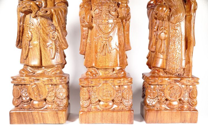 Bộ 3 Tượng Phúc Lộc Thọ Gỗ Hương Đá 30cm - Quà Tặng Ý Nghĩa Trang Trí Nhà Cửa, Tượng Trưng Tài Lộc, Sức Khỏe, Trường Thọ