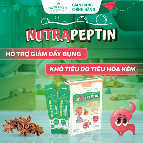 Gói Uống Nutrapeptin - Hỗ Trợ Giảm Đầy Bụng, Khó Tiêu, Tiêu Hóa Kém (10 Gói) - Sản Phẩm Nutramed Chính Hãng