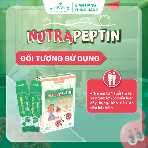 Gói Uống Nutrapeptin - Hỗ Trợ Giảm Đầy Bụng, Khó Tiêu, Tiêu Hóa Kém (10 Gói) - Sản Phẩm Nutramed Chính Hãng