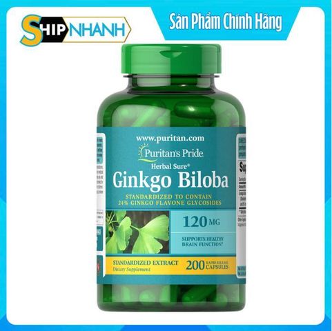 Viên Uống Bổ Não Ginkgo Biloba Puritans Pride 200 Viên - Hỗ Trợ Tăng Cường Trí Nhớ và Khả Năng Tập Trung Từ Thiên Nhiên