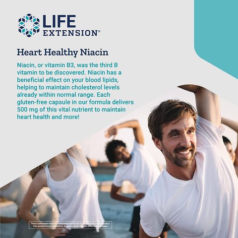 Viên Uống Niacin Vitamin B3 Life Extension - Hỗ Trợ Cân Bằng Cholesterol Tốt, Tăng Cường Sức Khỏe Tim Mạch (100 viên)