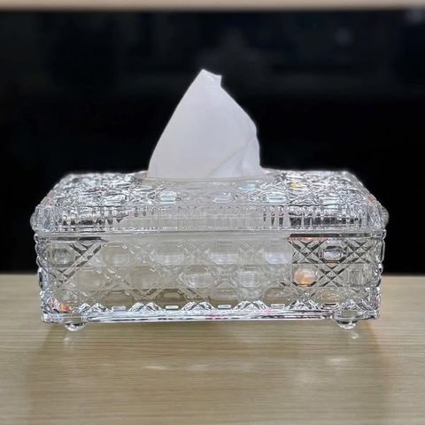 Hộp đựng giấy pha lê mài cao cấp - Thiết kế sang trọng, đa năng cho không gian hiện đại và cổ điển - Dụng cụ nhà bếp 24.5x12x8.5cm