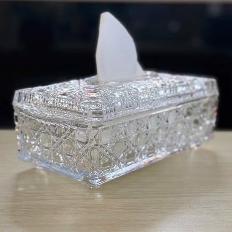 Hộp đựng giấy pha lê mài cao cấp - Thiết kế sang trọng, đa năng cho không gian hiện đại và cổ điển - Dụng cụ nhà bếp 24.5x12x8.5cm